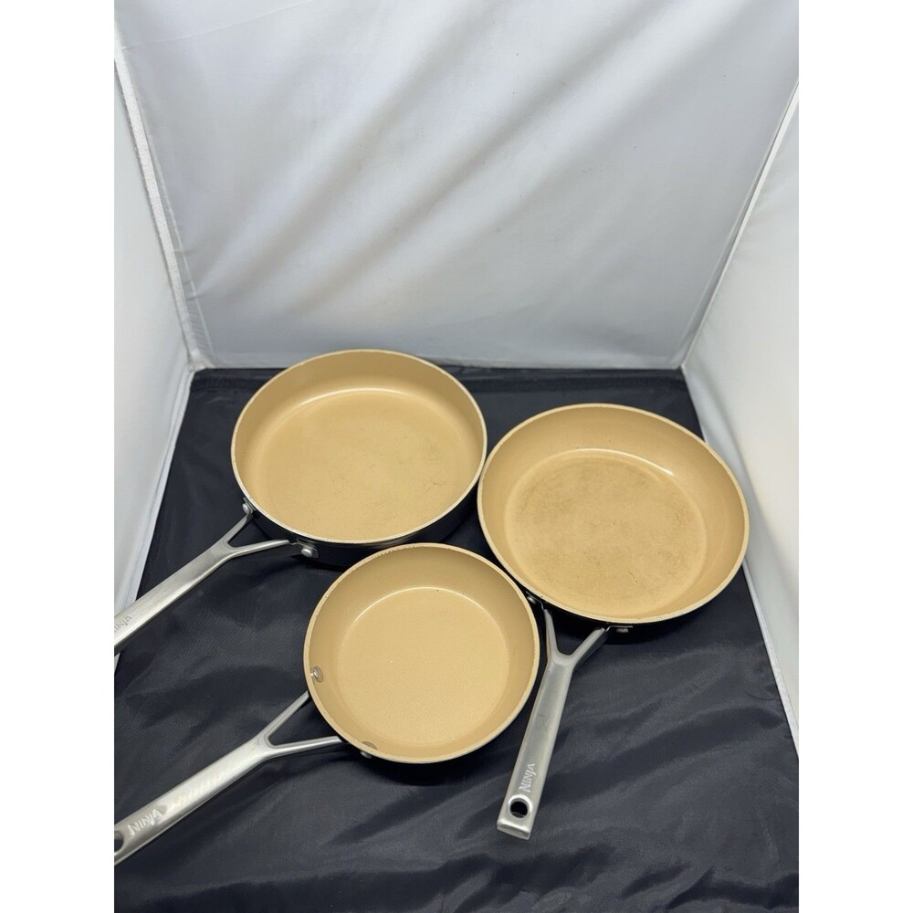 Ninja Extended Life Ceramic Pans 8” Skillet 10.25” Pan 3 Qt - Lot of 3